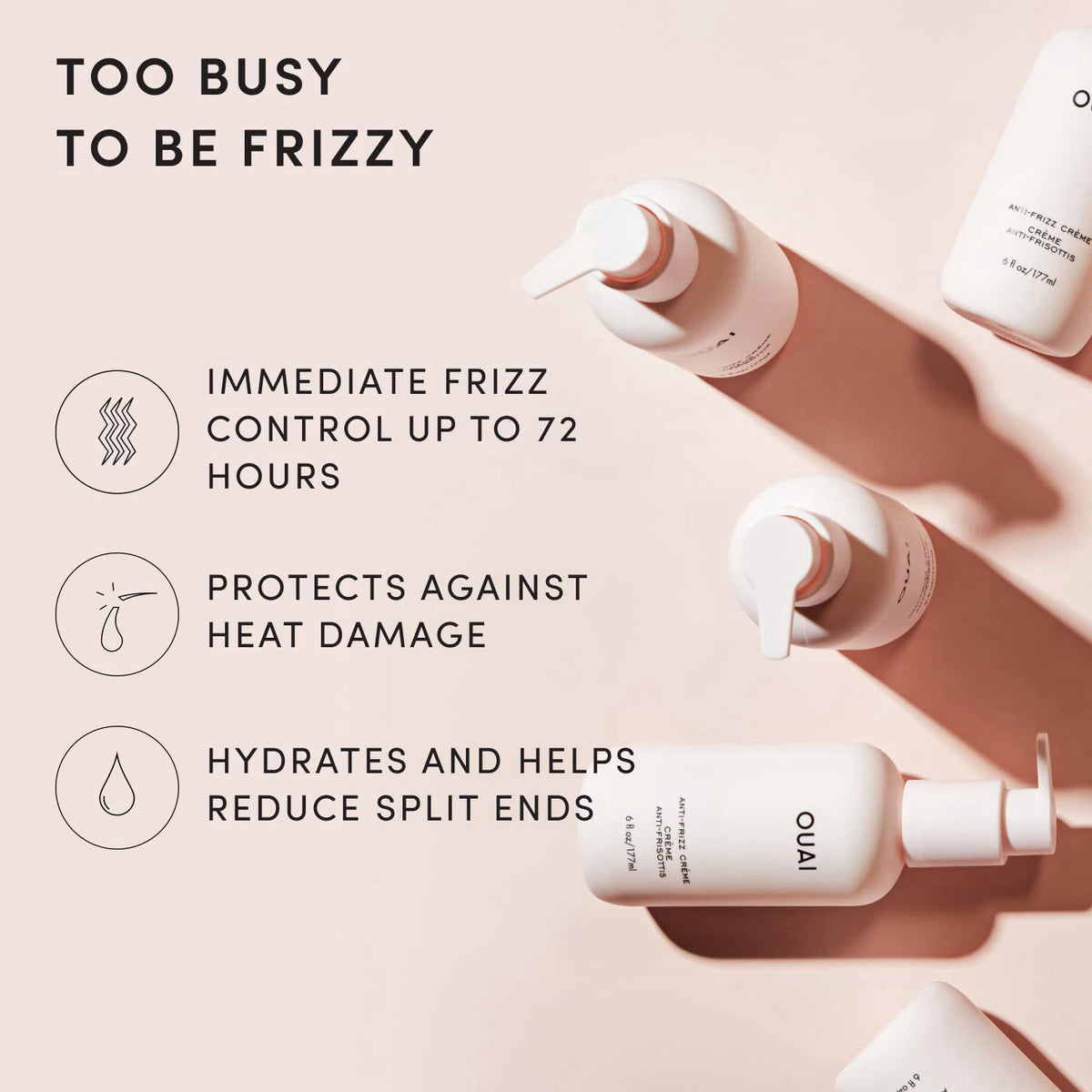 OUAI Anti Frizz Cream - Paraben, Phthalate & Sulfate Free (6 oz) – packaging and label