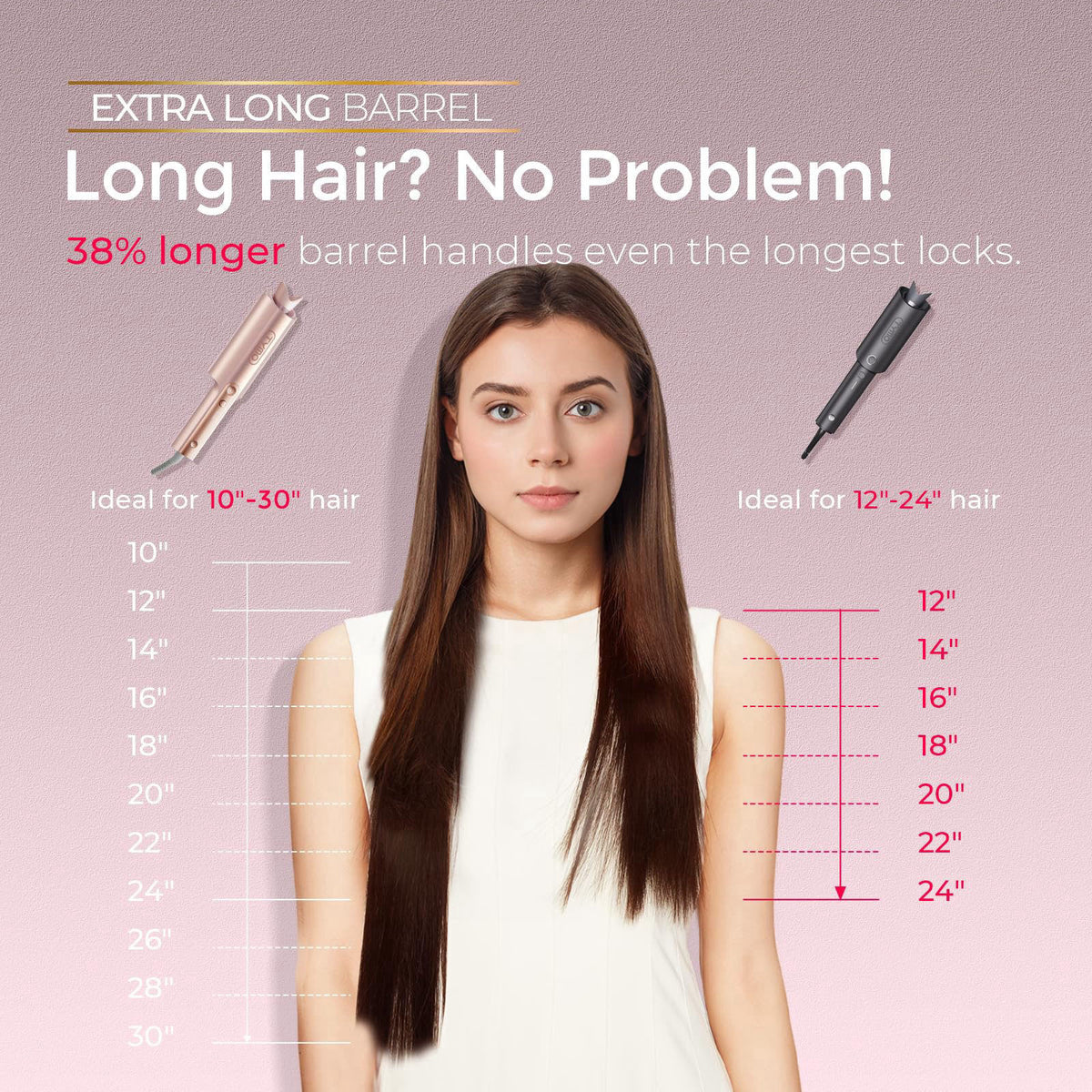 TYMO CurlPro Plus Automatic Rotating Curling Iron - Upgraded Long Barrel Curling Wand for Long Hair, Ceramic Hair Curler