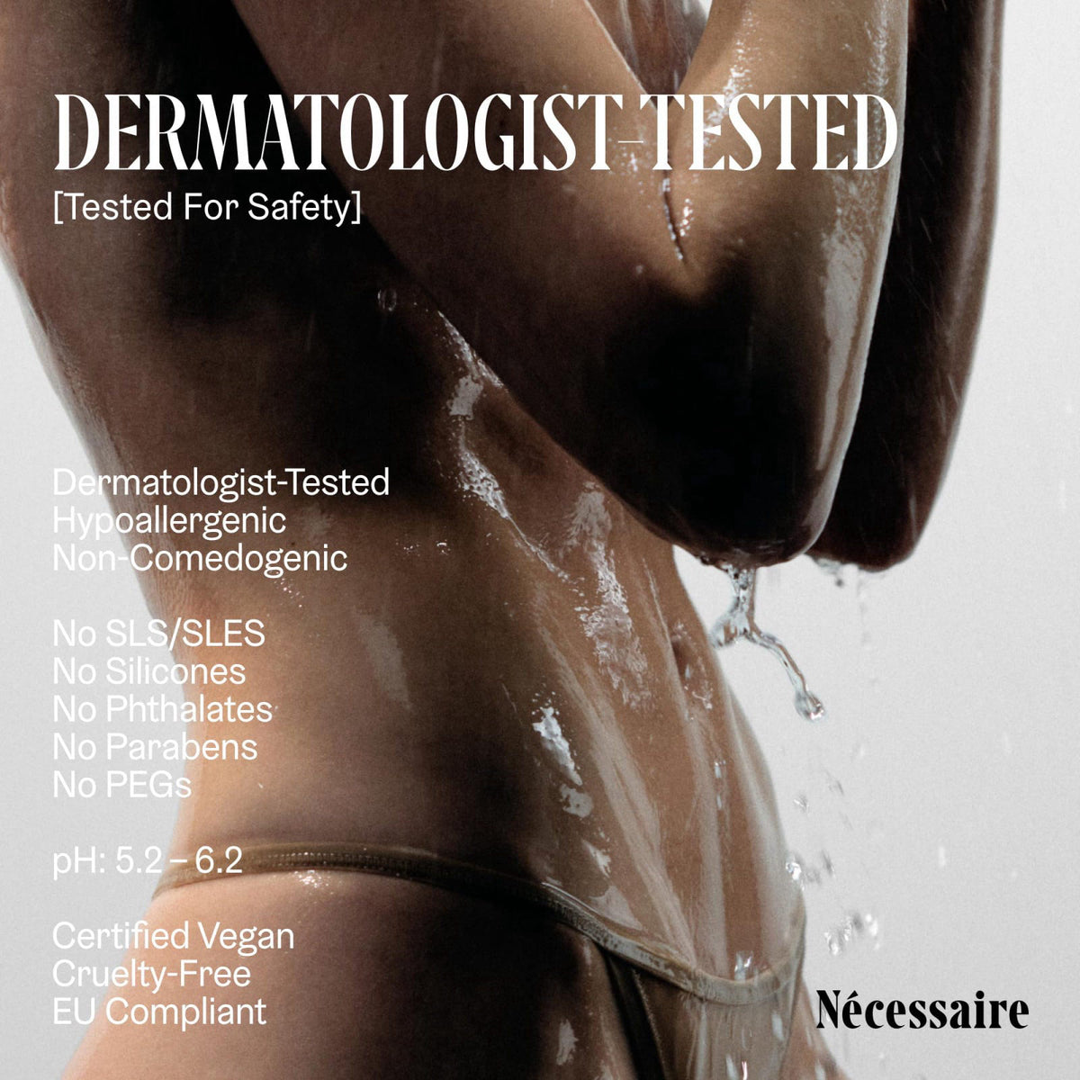 N&eacute;cessaire The Body Exfoliator Eucalyptus. Exfoliating Body Wash. KP Body Scrub. – back view and specifications