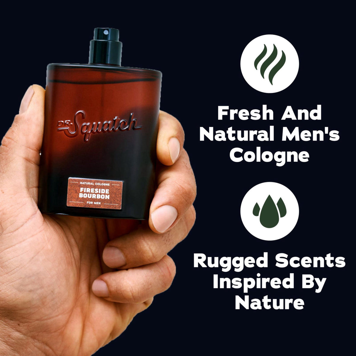Dr. Squatch Natural Cologne for Men, Fireside Bourbon Men's Cologne (1.7oz) – close-up detail