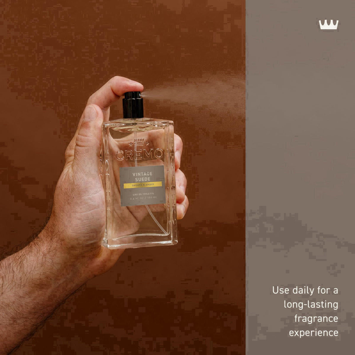 Cremo Cologne for Men, Vintage Suede, 3.4 Fl Oz – back view and specifications