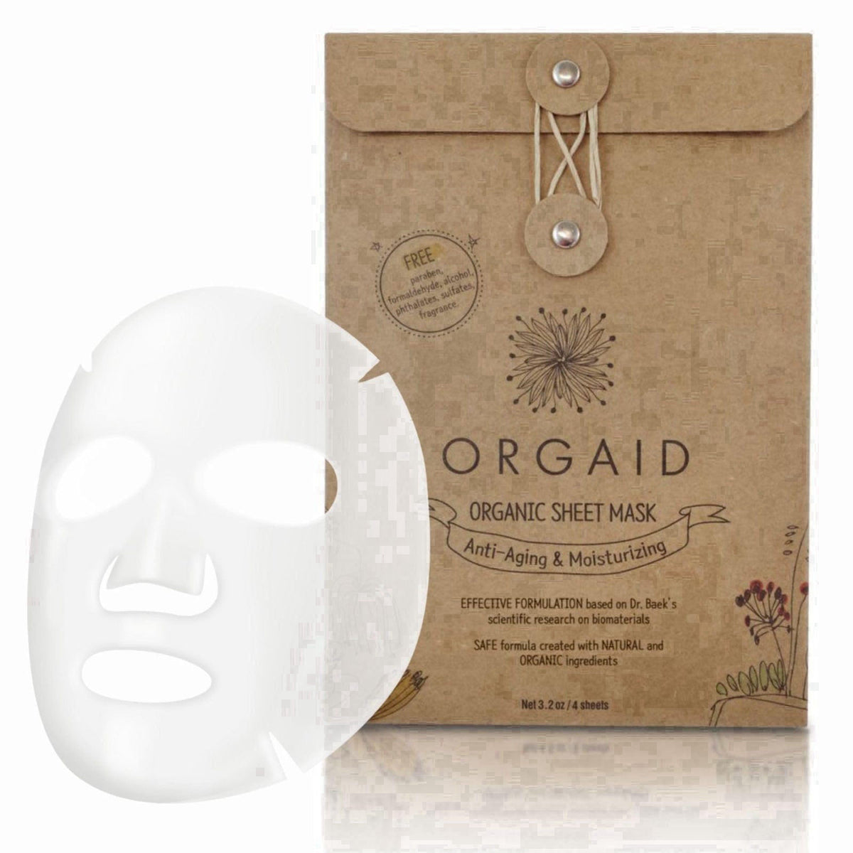 ORGAID Organic Sheet Mask | Made in USA (Anti-aging & Moisturizing, pack of 4) – close-up detail