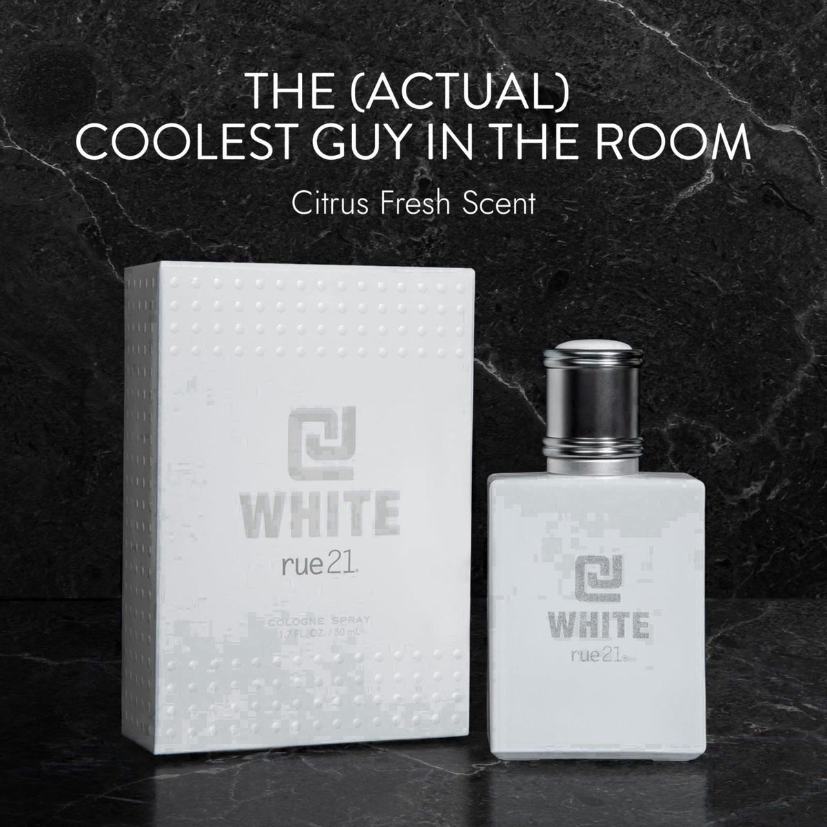 Rue 21 CJ White Men's Cologne Spray - 1.7 fl oz (50 ml) – back view and specifications