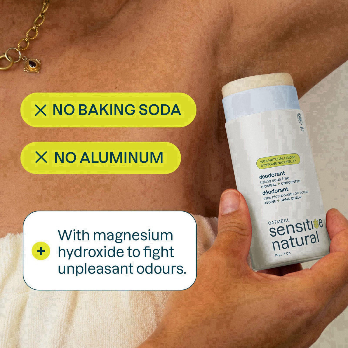 ATTITUDE Baking Soda Free Deodorant for Sensitive Skin with Oatmeal, EWG Verified, Aluminum Free, Plastic-Free, Unscente