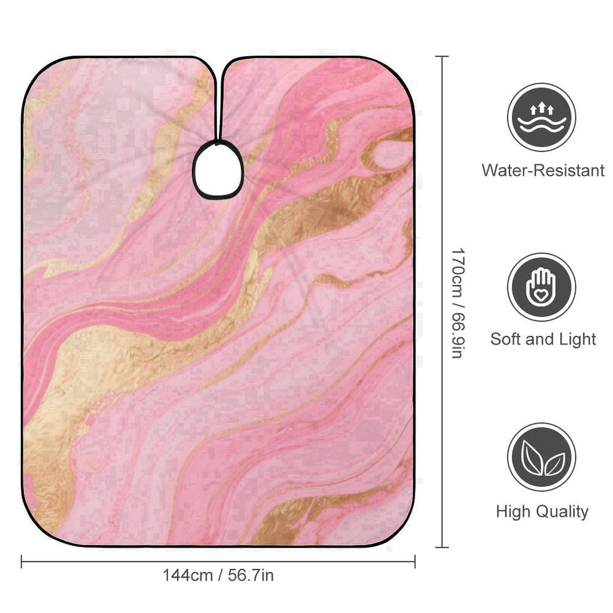 Supdreamc Lightweight Salon Cape - Pink Golden Marble Texture Art Haircut Hairdressing Cloth Apron Haircut Barber Gown f