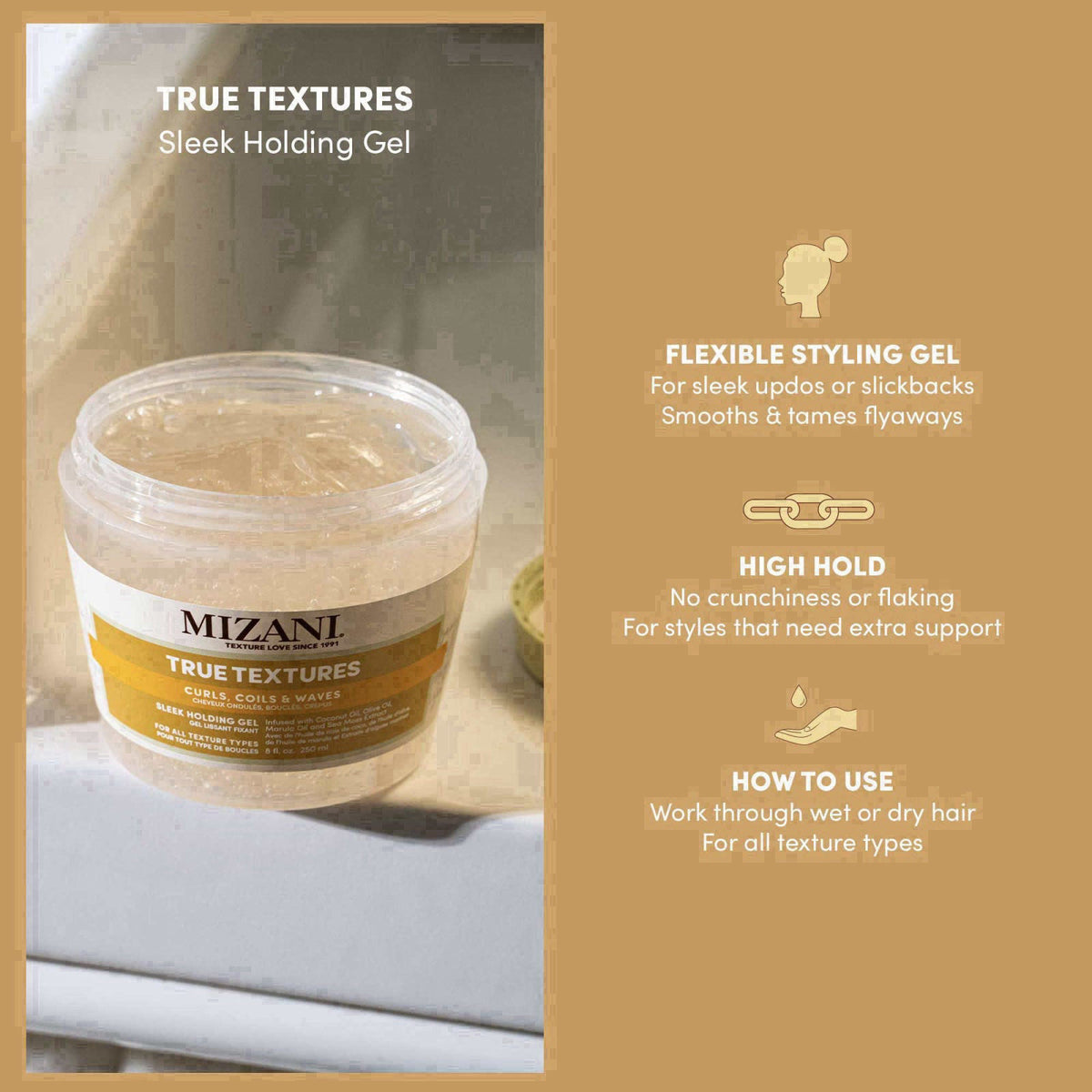 Mizani True Textures Coil Stretch Cream - Soft Hold Curl Shaping Cream, Non-Drying For Curly & Coily Hair – close-up det
