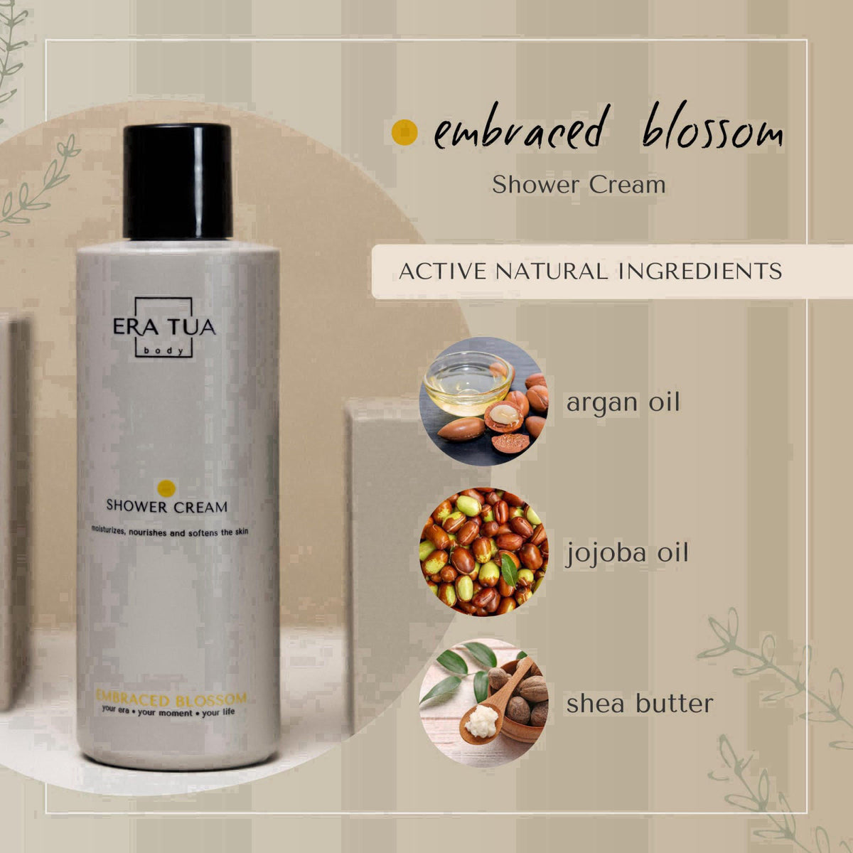 ERA TUA Embraced Blossom Shower Cream, 200 ml – close-up detail