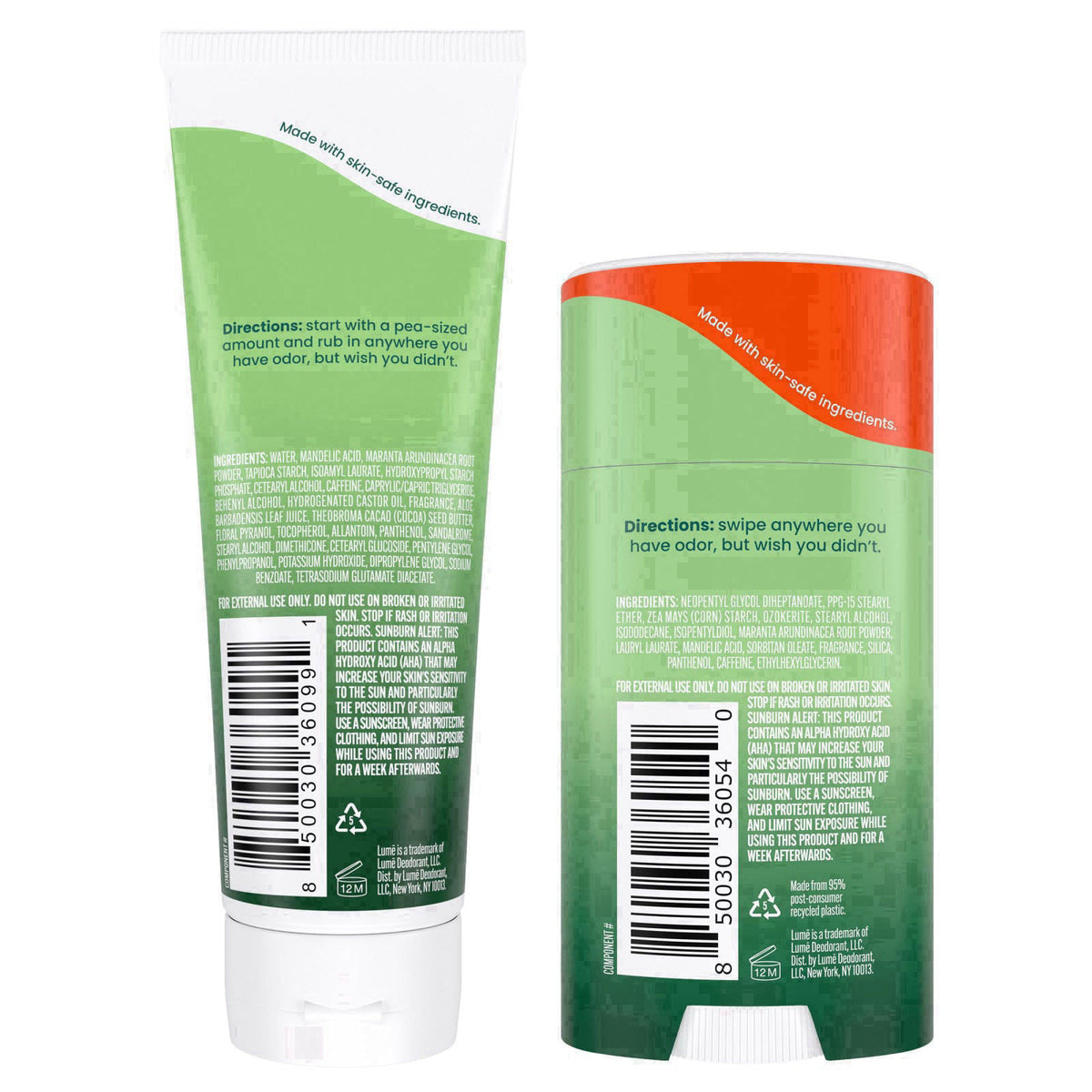 Lume Whole Body Deodorant Cream Tube & Solid Stick - 3oz & 2.6oz (Alpine) – close-up detail