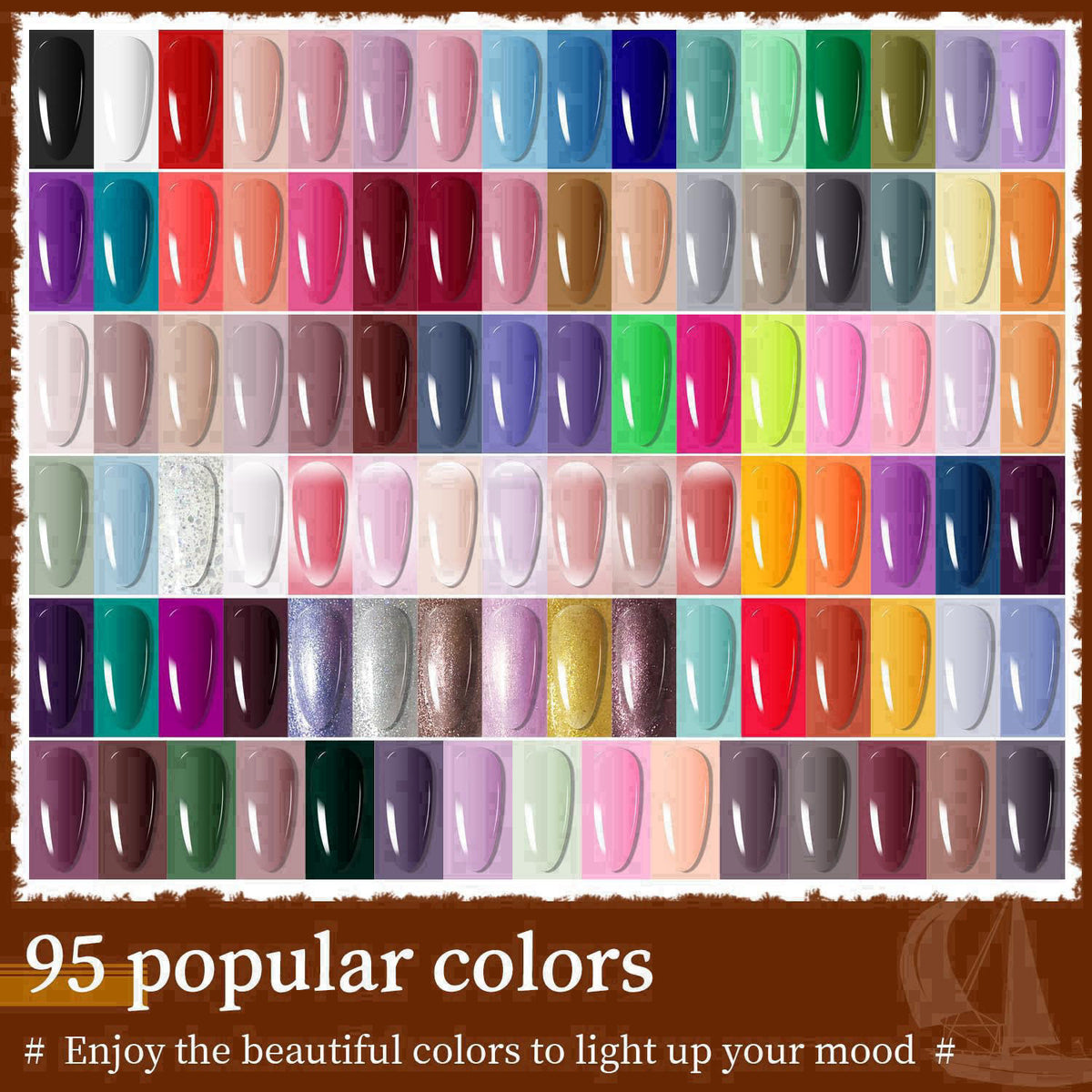JODSONE 100 PCS (5 ml each) Gel Nail Polish Kit No Wipe Soak off Base Coat and Matte Glossy Top Coat Gel Polish Collecti