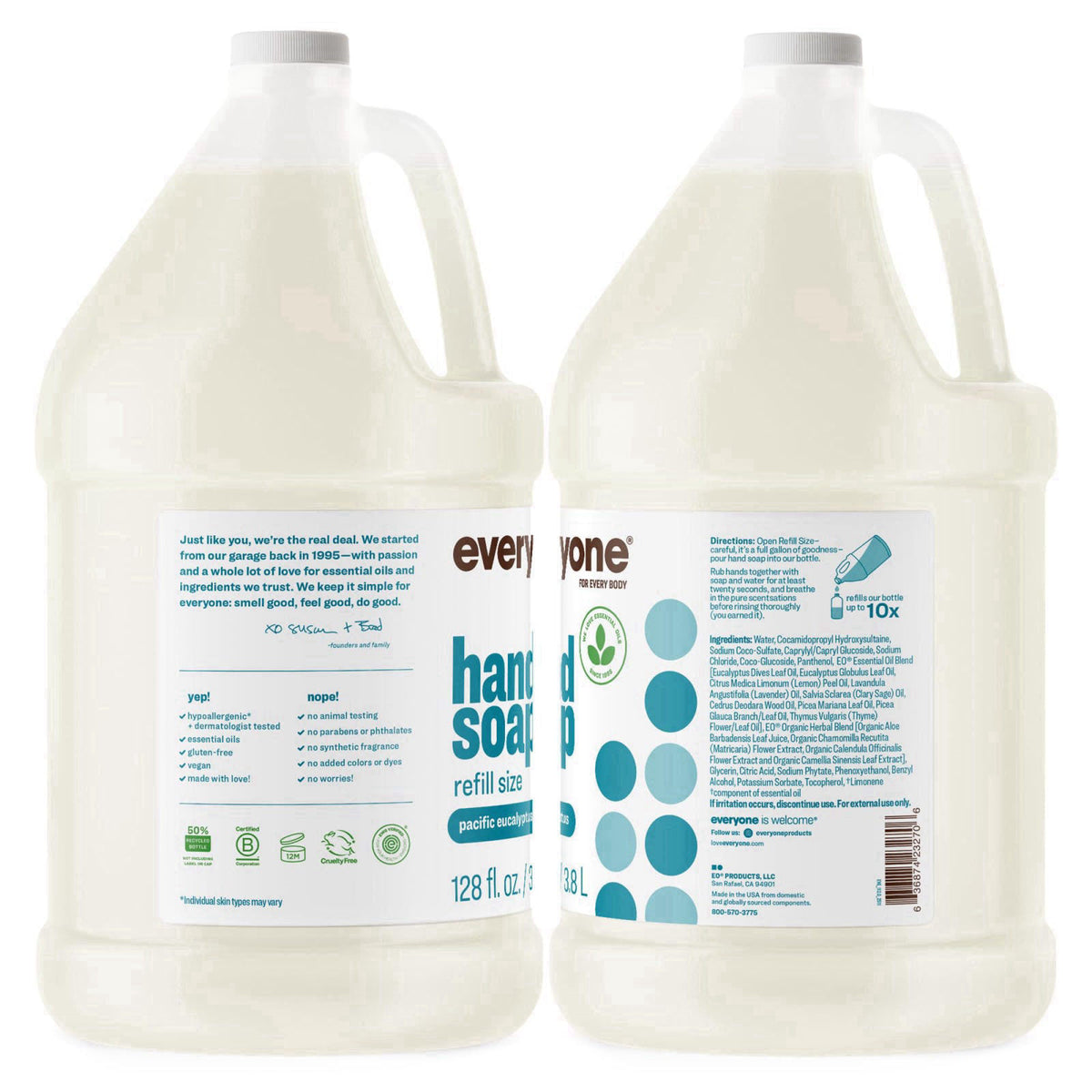 everyone for every body Everyone Liquid Hand Soap Refill, Pacific Eucalyptus, 1 Gallon – close-up detail in Clear
