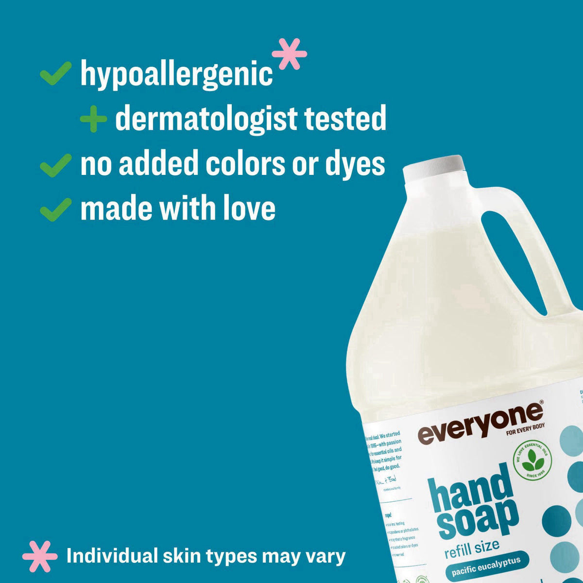 everyone for every body Everyone Liquid Hand Soap Refill, Pacific Eucalyptus, 1 Gallon – packaging and label