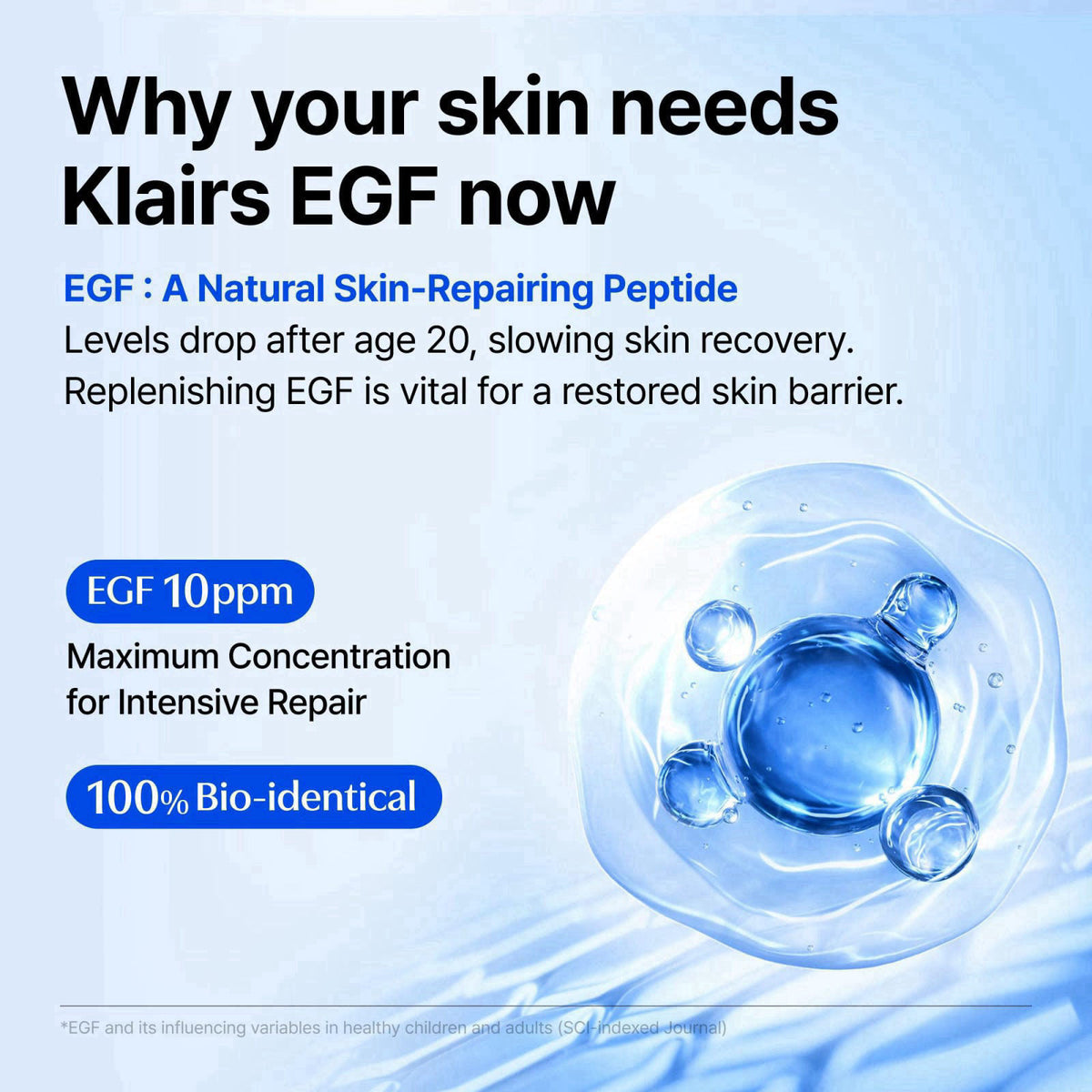 DearKlairs EGF Serum - Blue Youth Activating Drop, 1.69 Fl Oz – packaging and label
