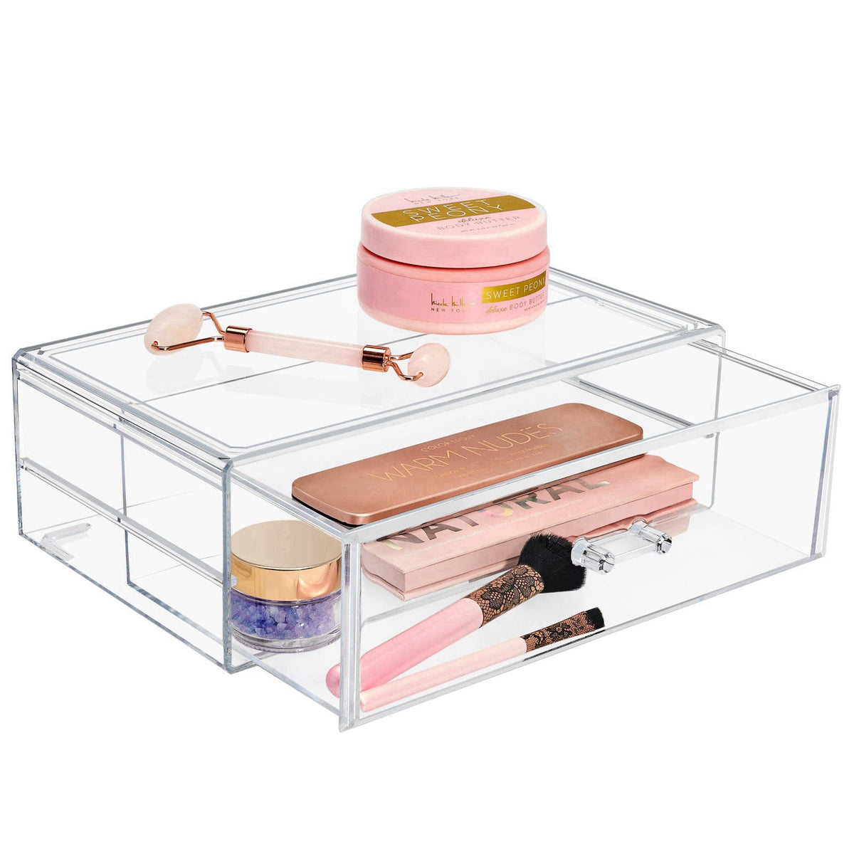 Sorbus Stackable Acrylic Drawers - 1 Clear Storage Drawers for Organizing Make up Palettes, Nail Hair Accessories, Cosme