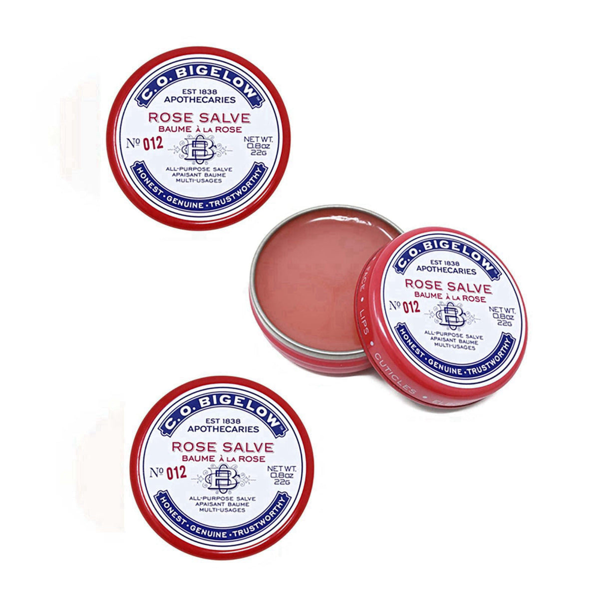 C. O. Bigelow C.O. Bigelow Rose Salve Tins, Pack of 3 Lip Balm Tins – product photo (Balms &amp; Moisturizers)