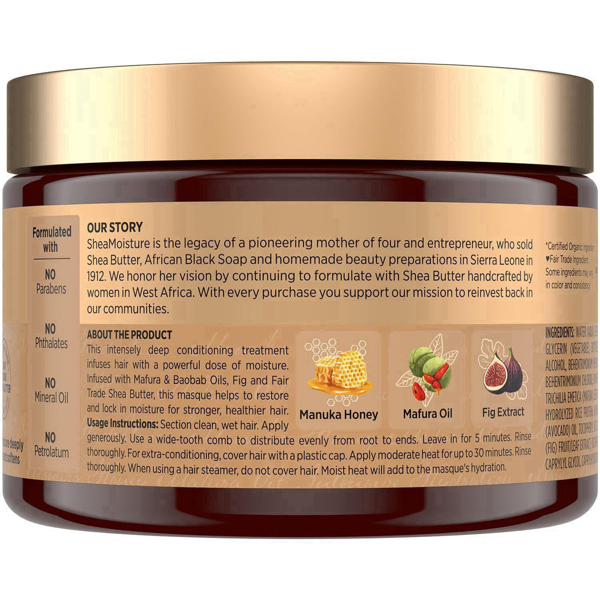 Shea Moisture Hair Mask, Manuka Honey & Mafura Oil Intensive Hydration Masque 2-Pack for Revitalizing Extra Dry, Damaged