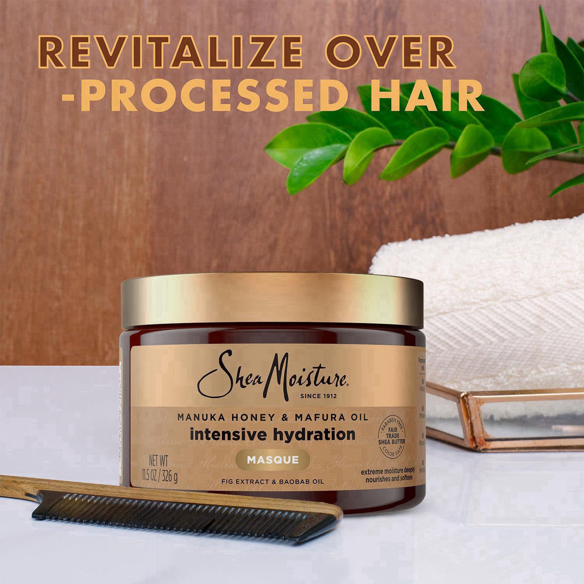 Shea Moisture Hair Mask, Manuka Honey & Mafura Oil Intensive Hydration Masque 2-Pack for Revitalizing Extra Dry, Damaged
