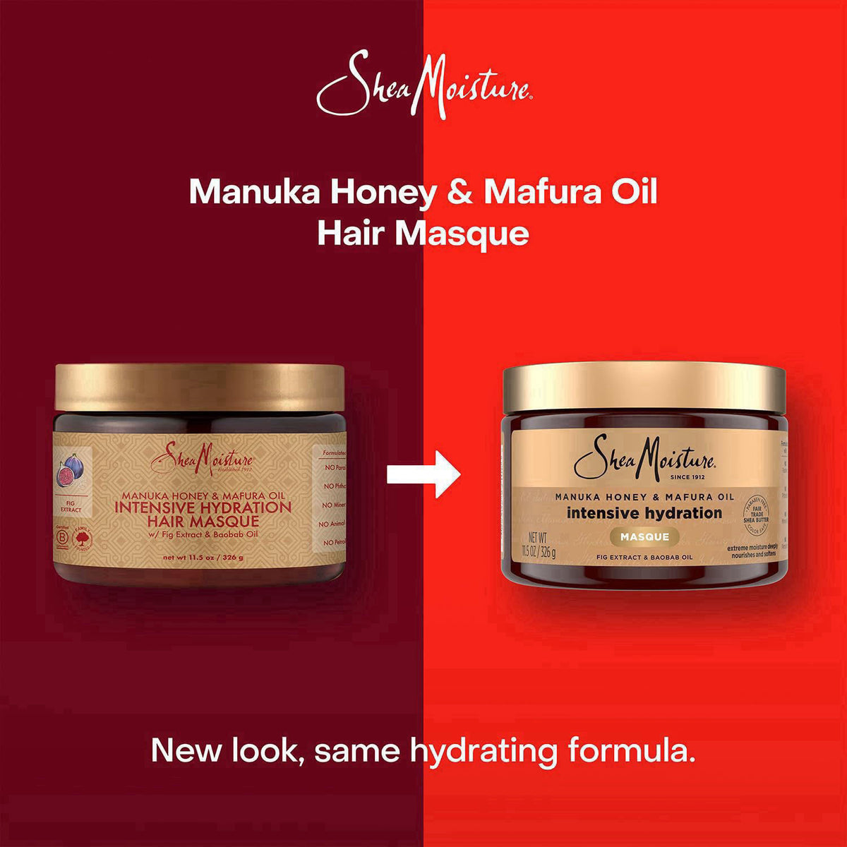 Shea Moisture Hair Mask, Manuka Honey & Mafura Oil Intensive Hydration Masque 2-Pack for Revitalizing Extra Dry, Damaged