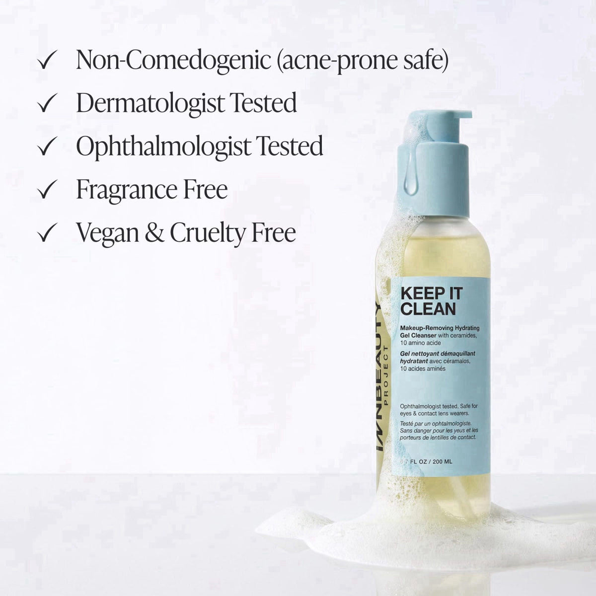 Innbeauty Project Keep It Clean Hydrating Gel Cleanser, 6.7 oz – packaging and label
