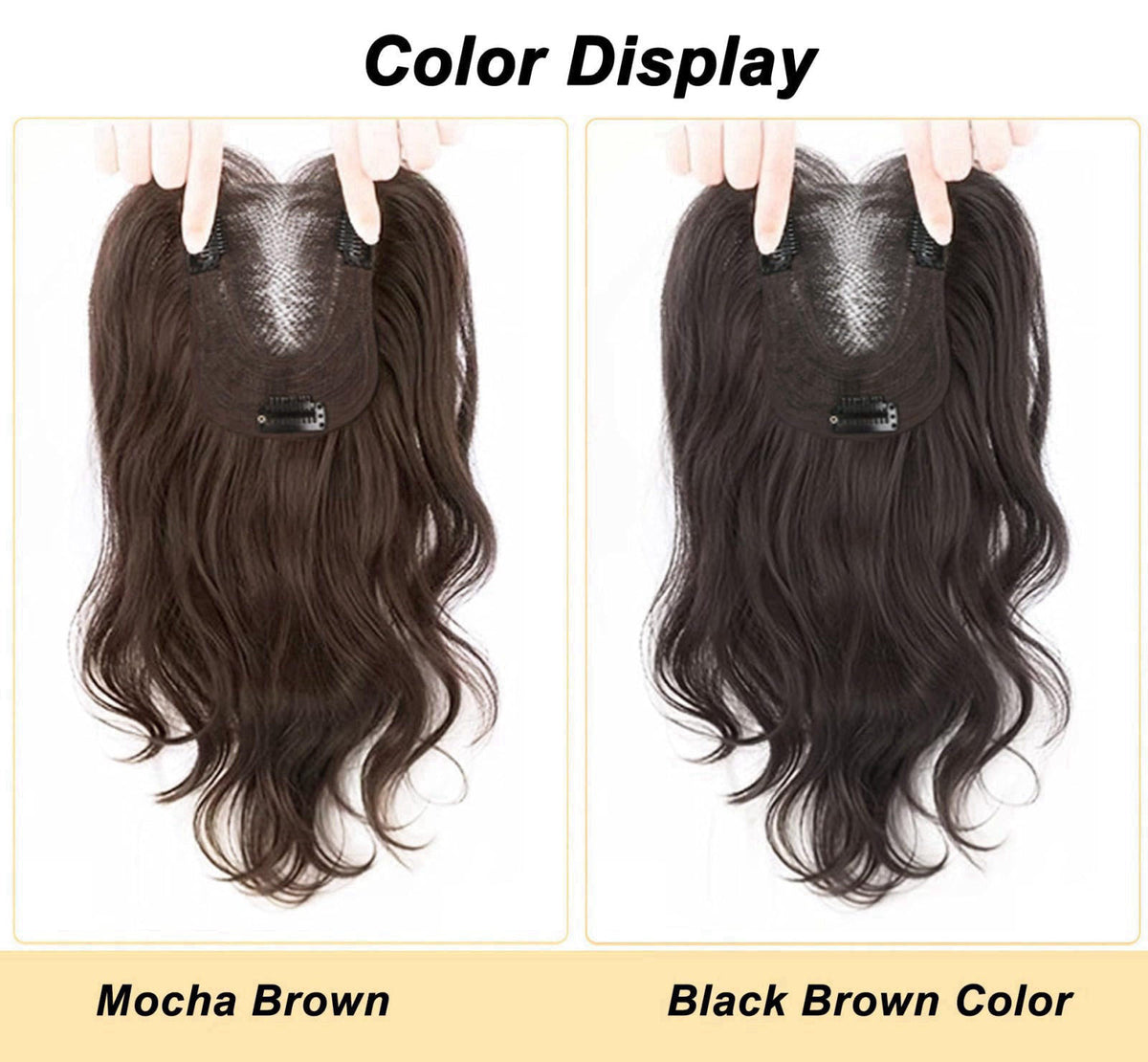 EREE HAIR 18" Invisible Natural Wavy Hair Topper with Curtain Bangs Forehead Invisible Top Hairpiece Free Part Clip 