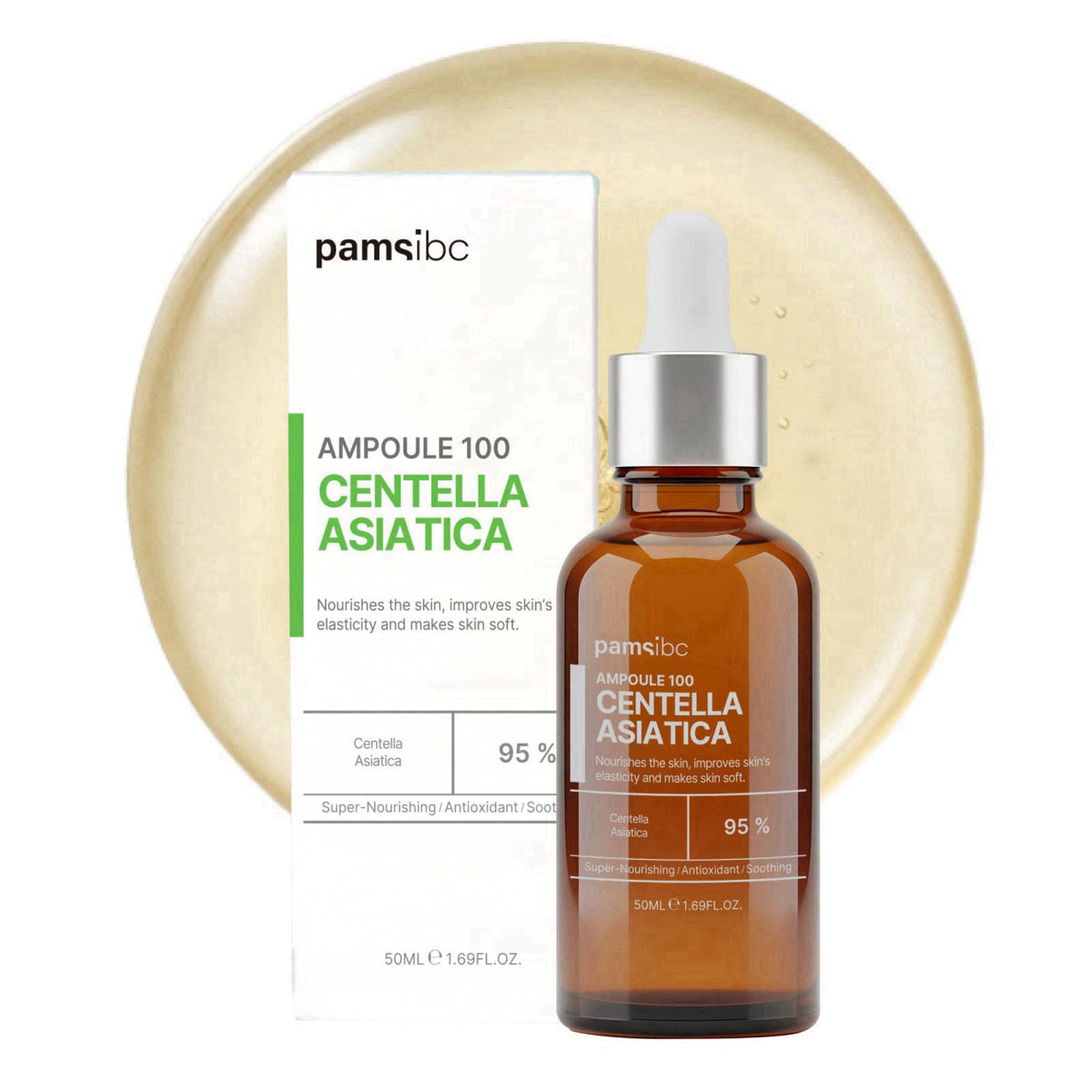 PAMSIBC Ampoule 100 Centella Asiatica | 950,000ppm Cica Extract | Redness Relief | Fragrance-Free Clean Minimal Non-Grea