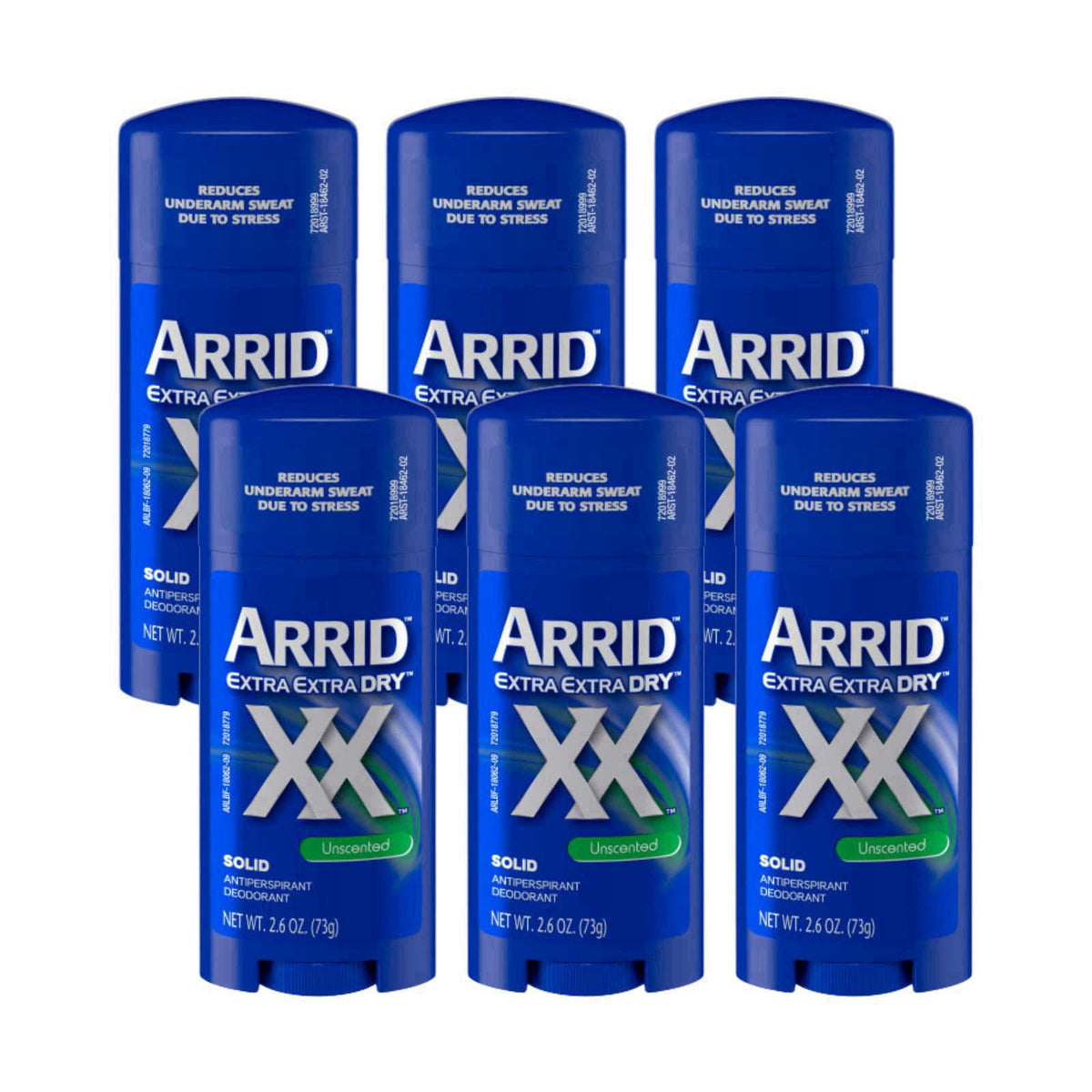 Arrid XX Extra Extra Dry Solid Antiperspirant Deodorant, Regular, 2.6 Oz (Pack of 6) – full view