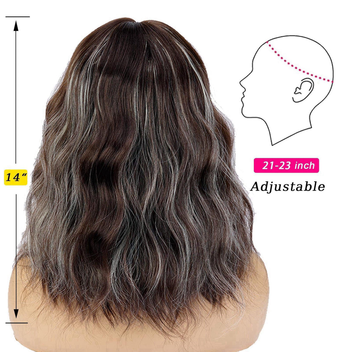 andromeda Brown Mixed Blonde Short Bob Wavy Wig with Bangs for women – full view