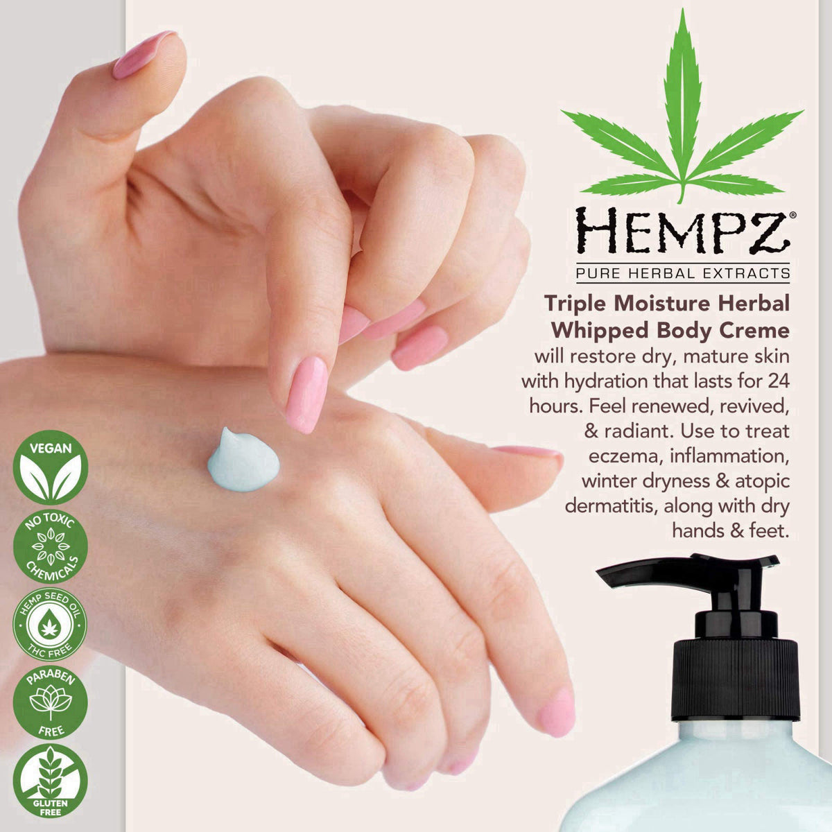 Hempz Natural Triple Moisture, Peach and Grapefruit, 17 Fl Oz, (Pack of 2) – packaging and label