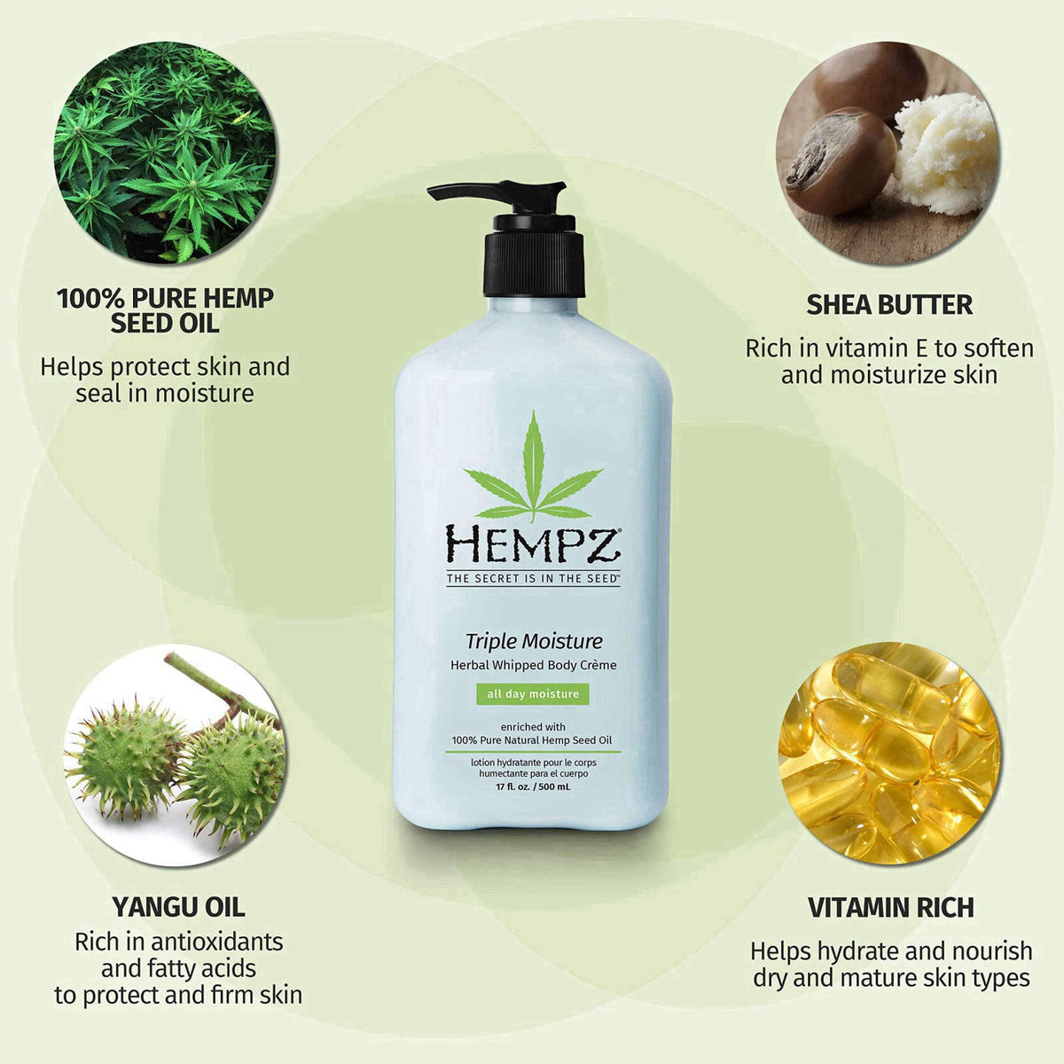 Hempz Natural Triple Moisture, Peach and Grapefruit, 17 Fl Oz, (Pack of 2) – full view