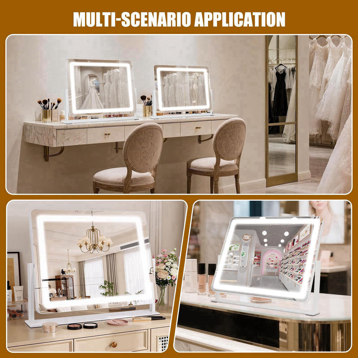 Bearolve Vanity Mirror with Lights 22"×17", Large LED Makeup Mirror with Light, Smart Touch with 3-Color Lightin