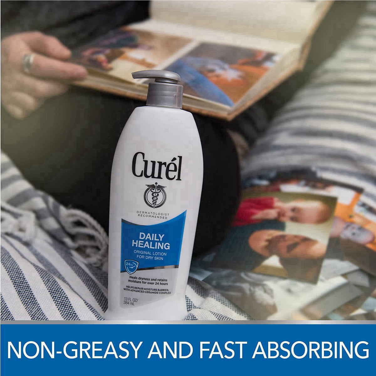 Curel Daily Healing Moisture Body Lotion, Original Formula - 13 Fl Oz (Pack of 2) – packaging and label
