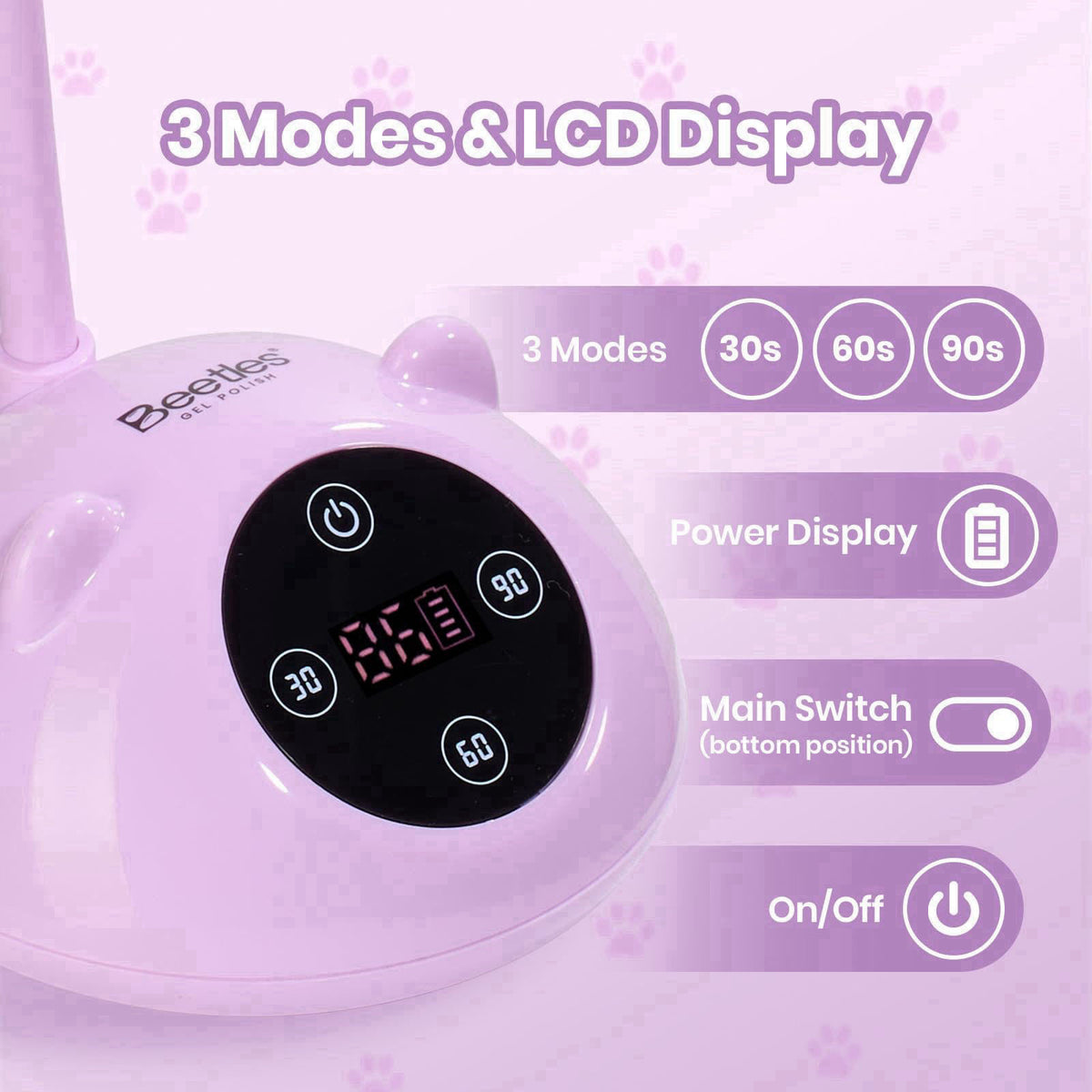 beetles Gel Polish Beetles Gooseneck Flash Cure Nail Lamp, Cordless 2000mAh UV Light GrapePurr – back view and specifica