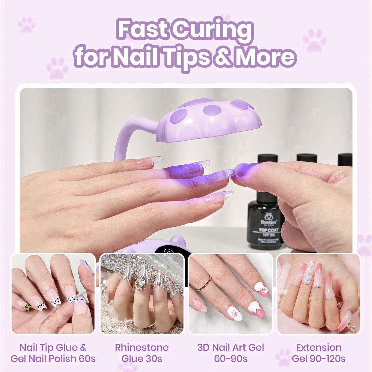 beetles Gel Polish Beetles Gooseneck Flash Cure Nail Lamp, Cordless 2000mAh UV Light GrapePurr – alternate angle