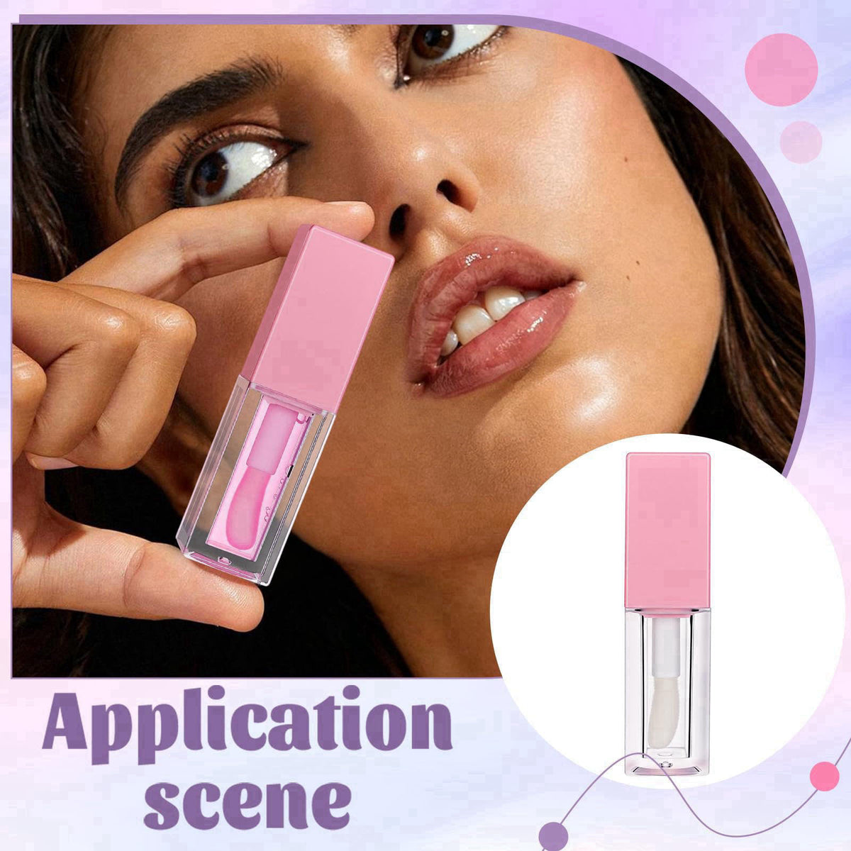 DELORIGIN 36 Pack Empty Square Pink Lip Gloss Tubes 5ml Refillable Clear Lip Gloss Containers with Wand Applicators & 4p