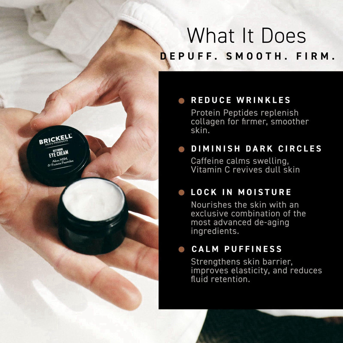 Brickell Men's Products Brickell Men's Restoring Under Eye Cream for Men, Anti Aging Eye Balm To Reduce Puffiness, Wrink