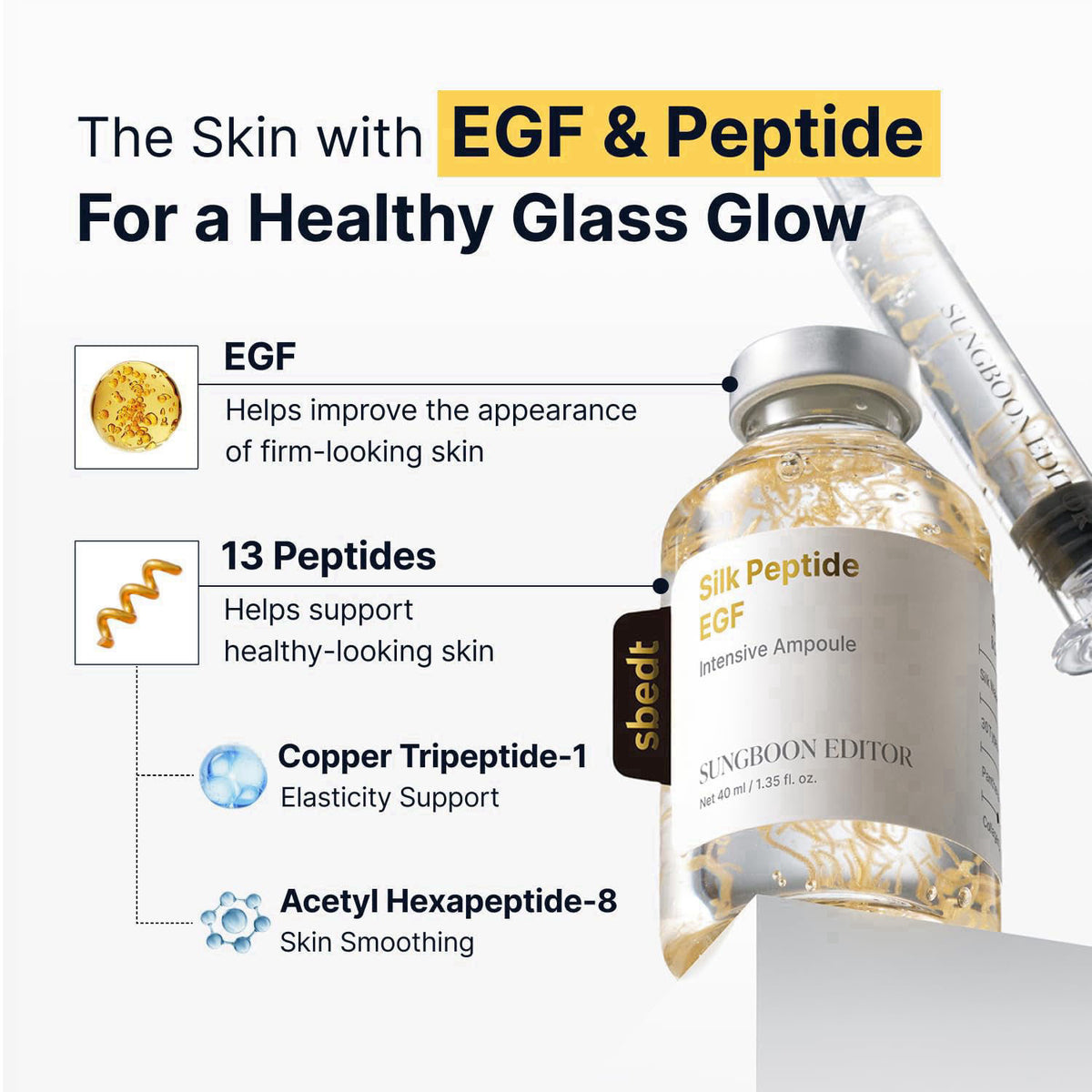 SUNGBOON EDITOR Intensive Deep Collagen Silk Peptide EGF Ampoule,1.35fl.oz – full view