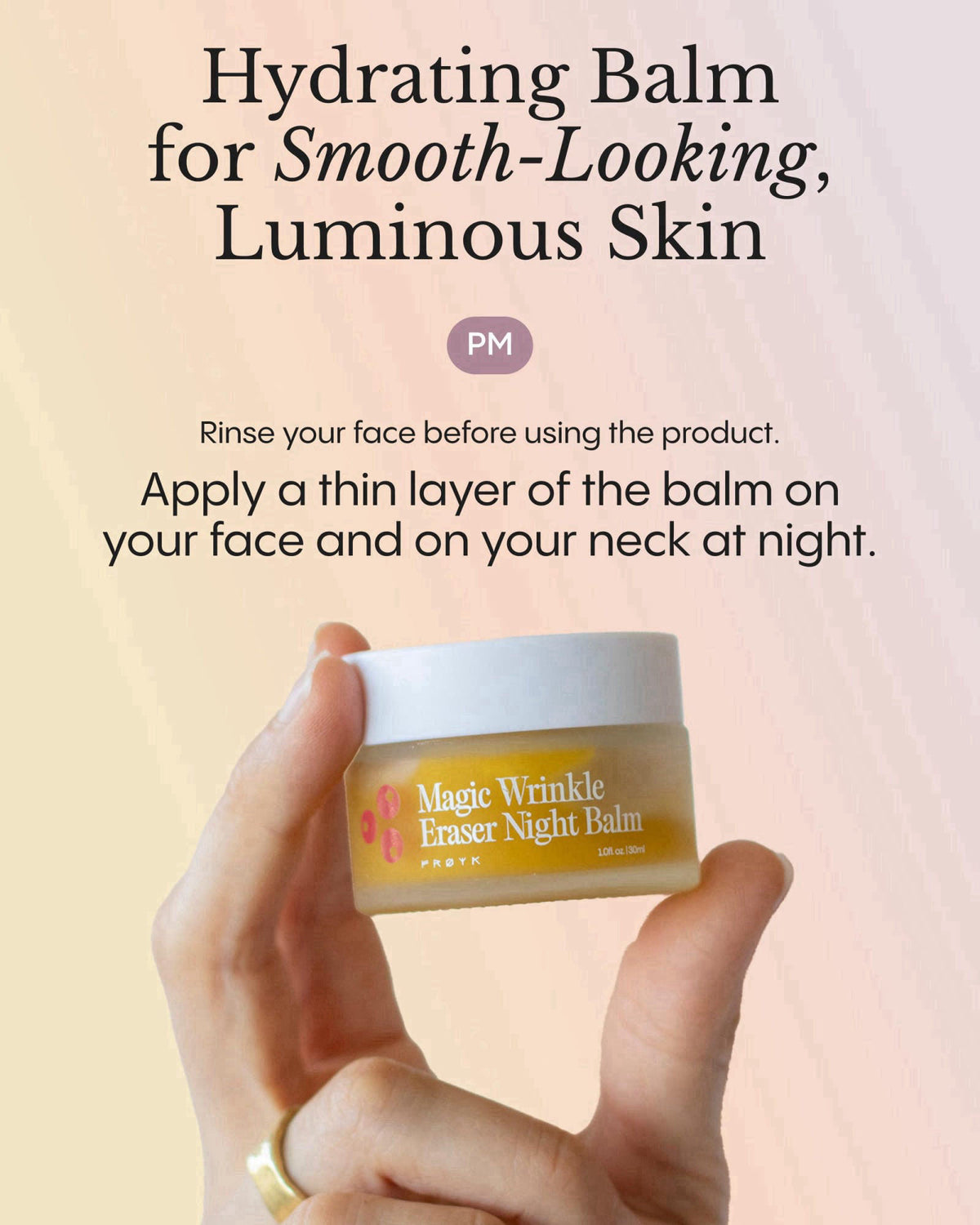 FR&Oslash;YA Organics Magic Wrinkle Eraser Night Balm for Face (1.0 fl oz) – packaging and label