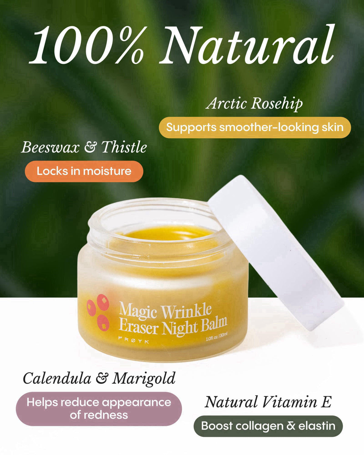 FR&Oslash;YA Organics Magic Wrinkle Eraser Night Balm for Face (1.0 fl oz) – full view