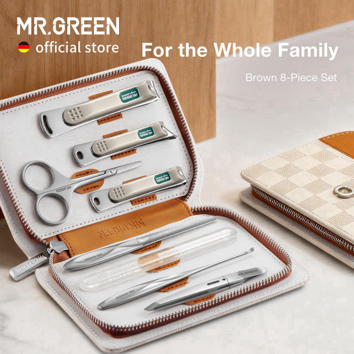 MR.GREEN Manicure Sets Light Luxury Nail Clipper Kits Personal Care Tools Fashion Contrasting PU Case (Mr-8885) – close-