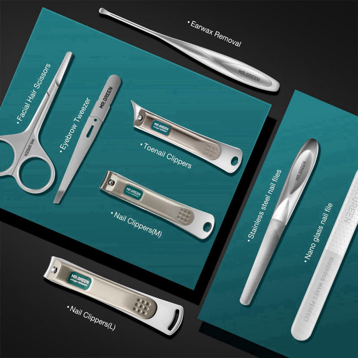 MR.GREEN Manicure Sets Light Luxury Nail Clipper Kits Personal Care Tools Fashion Contrasting PU Case (Mr-8885) – full v