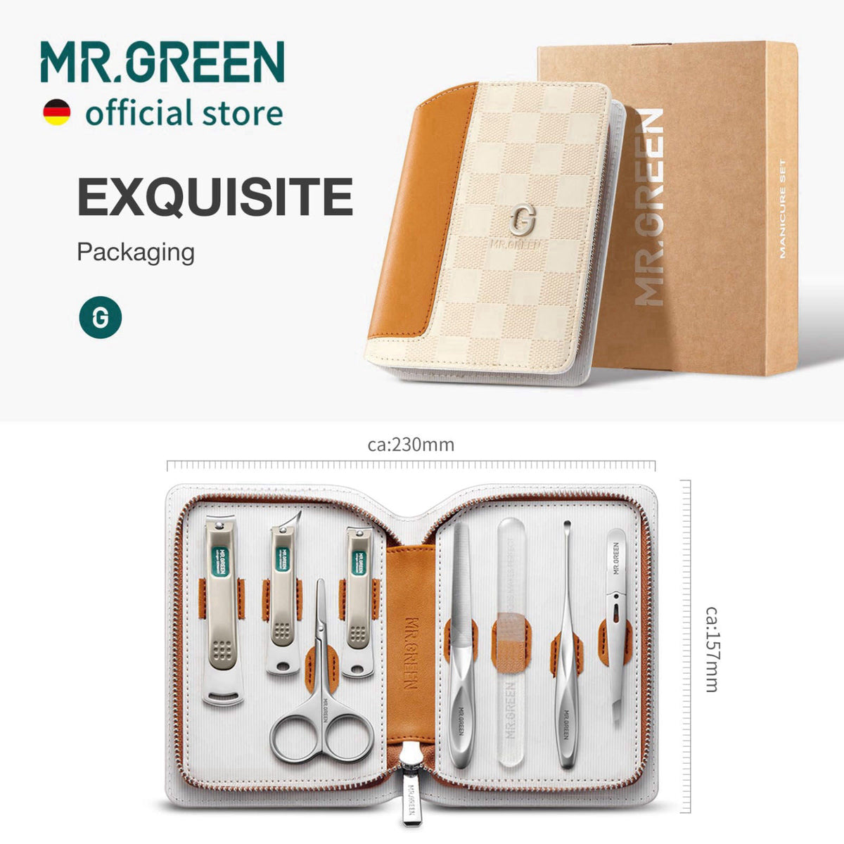 MR.GREEN Manicure Sets Light Luxury Nail Clipper Kits Personal Care Tools Fashion Contrasting PU Case (Mr-8885) – altern