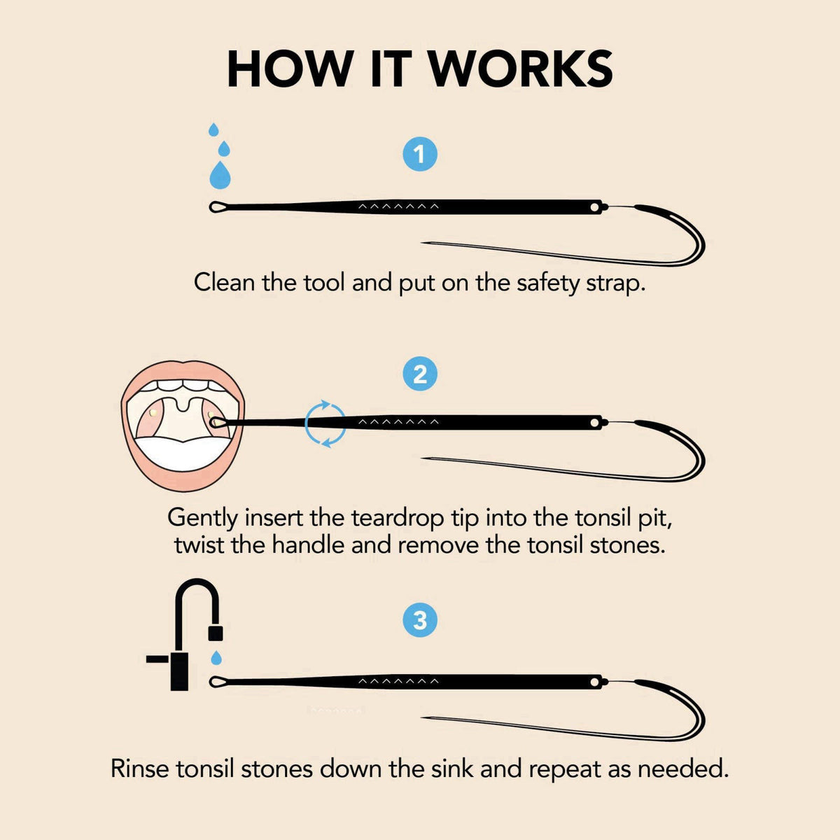 Tonsil Tech Tonsil Stone Remover Tool - Tonsil Stones Removal Kit - Made in USA – back view and specifications