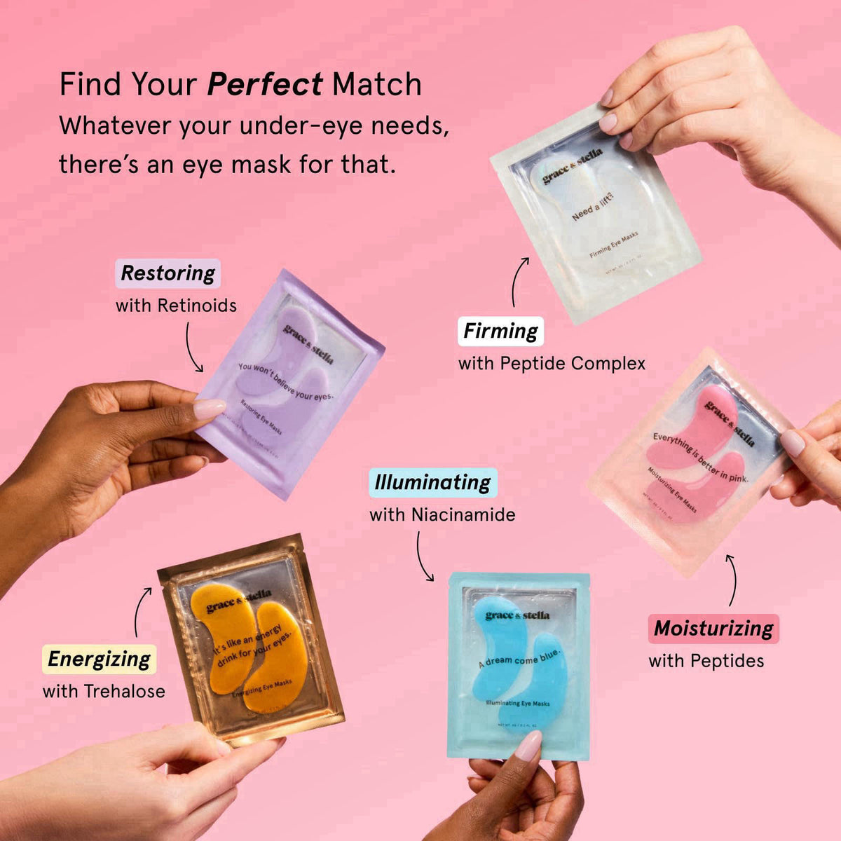 grace & stella Award Winning Moisturizing Under Eye Masks (24 Pairs, Pink) – alternate angle