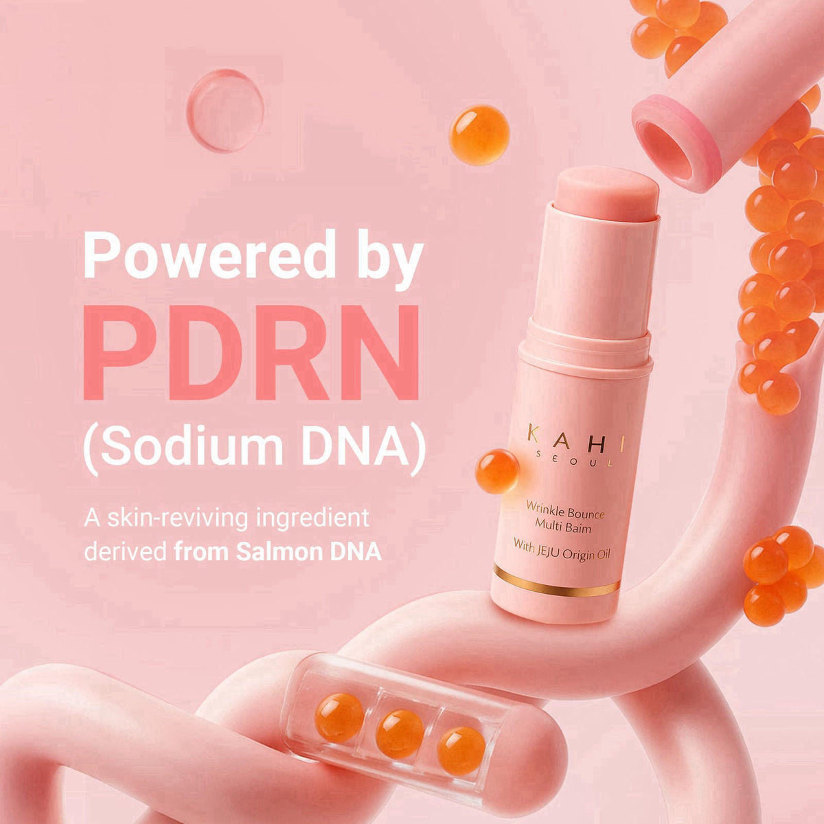 KAHI Wrinkle Bounce Multi Balm Stick - PDRN Collagen Facial & Body Balm – back view and specifications