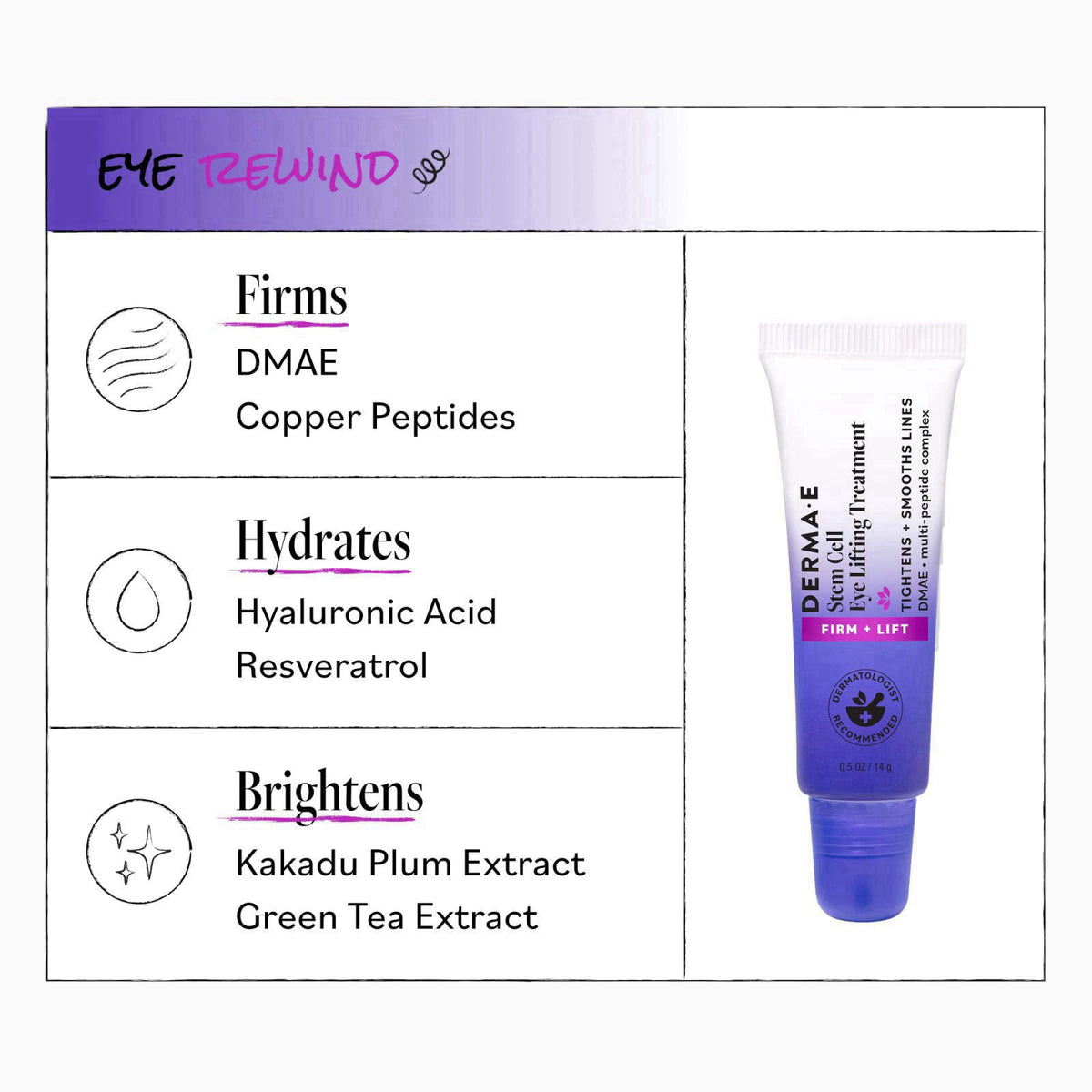 DERMA E Stem Cell Lifting Eye Cream, Firming & Tightening, 0.5 oz – alternate angle