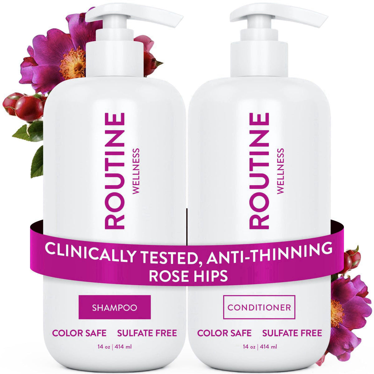 Routine Wellness Anti-Thinning Shampoo & Conditioner - Rose Hips – product photo (Hair Regrowth Shampoos)
