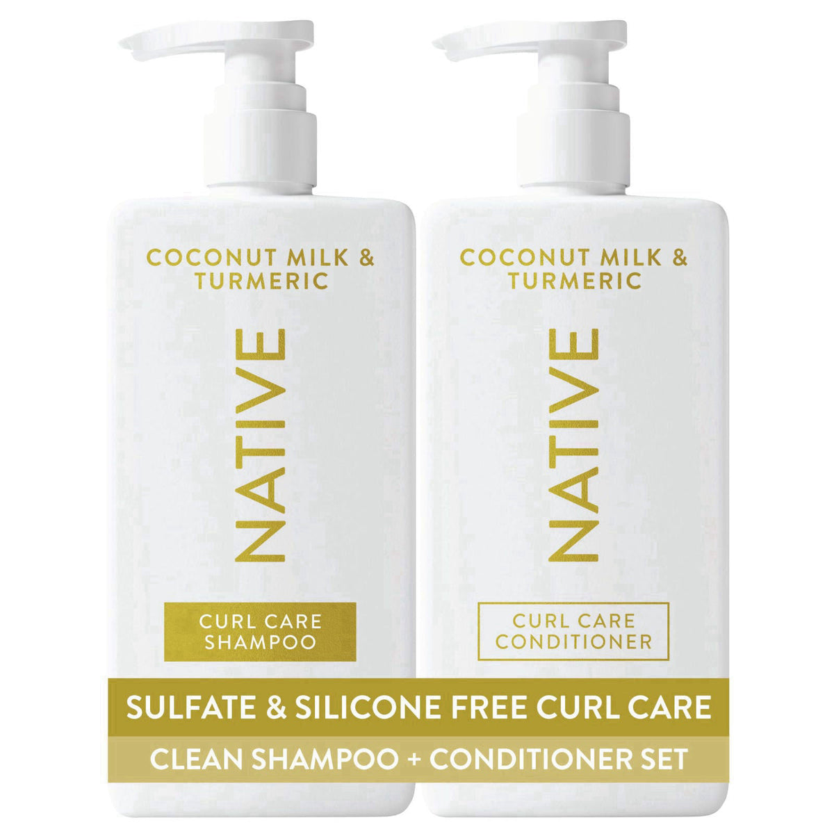 Native Coconut & Turmeric Shampoo and Conditioner Contain Naturally Derived Ingredients | All Hair Types, Color & Treate