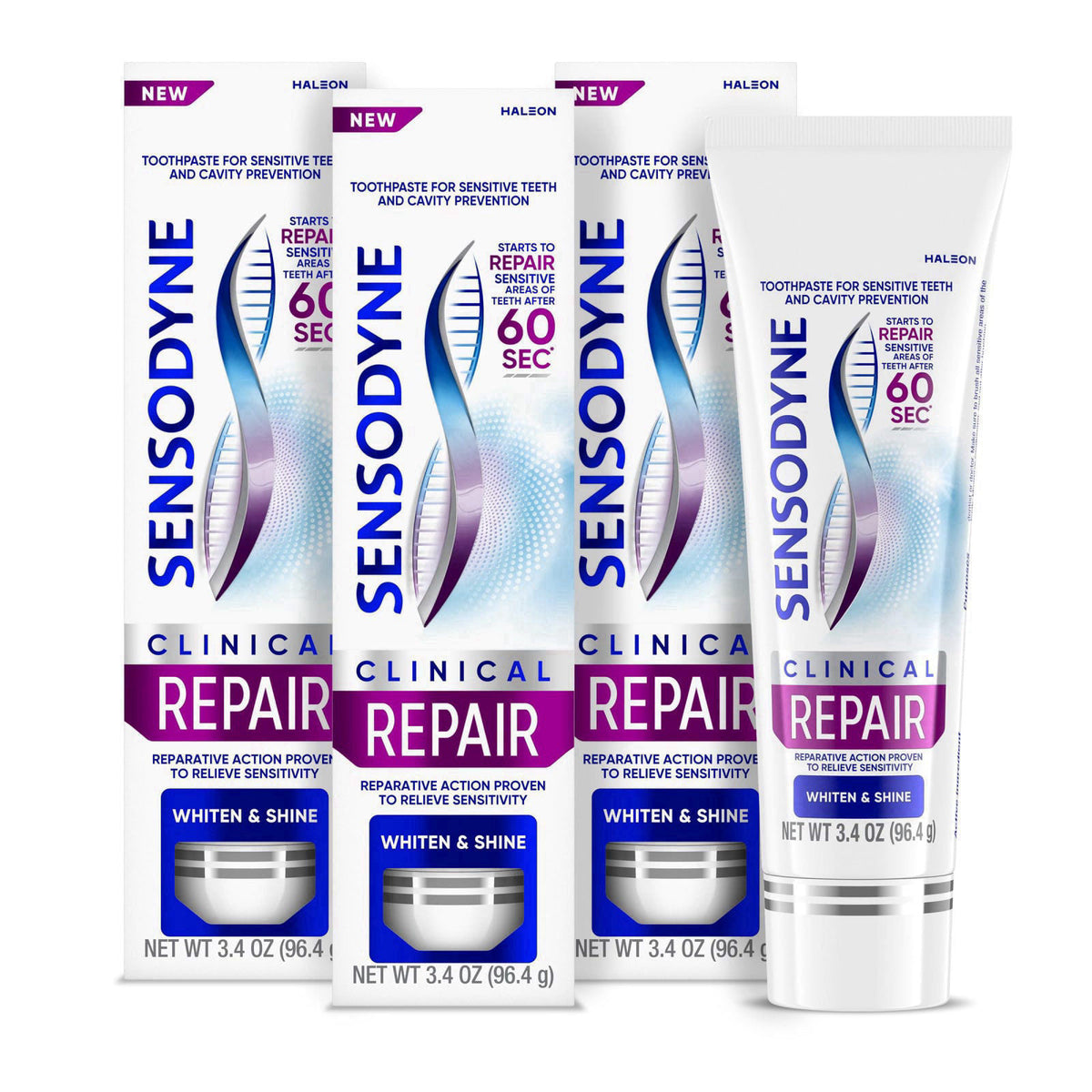 Sensodyne Clinical Repair Whiten & Shine Toothpaste, 3.4 oz (3 Pack) – product photo (Toothpaste)