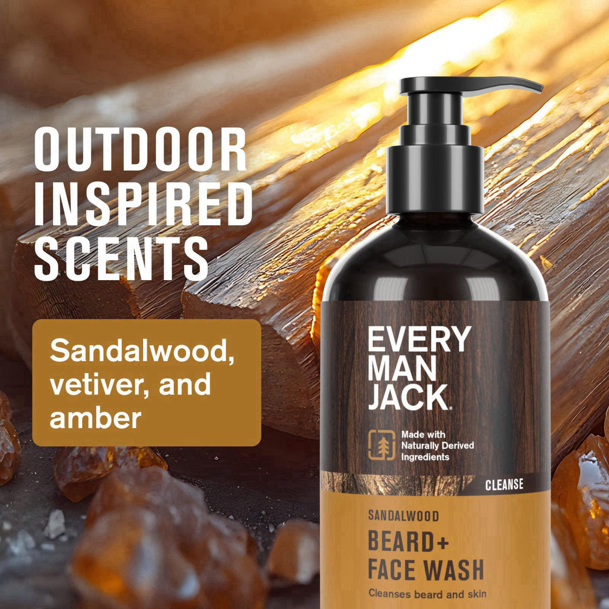 Every Man Jack Beard Care Kit for Men, Sandalwood Teak, Gift Set, 5 Piece – full view