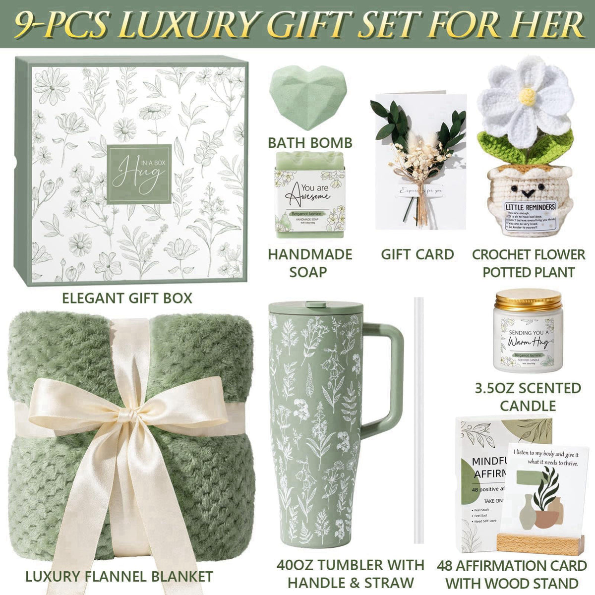 Qinline Birthday Gifts for Women - Get Well Soon Care Package Self Care Gift Basket – packaging and label
