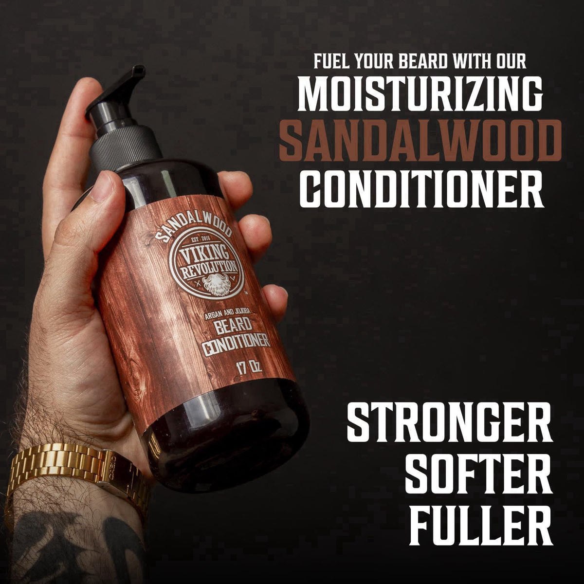 Viking Revolution Beard Wash & Conditioner Set - Sandalwood - 17 oz – full view